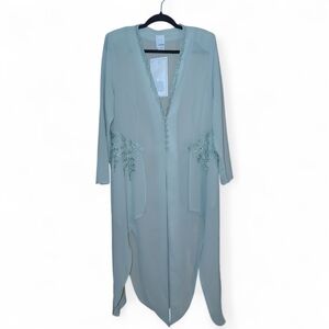 Romans 3pc‎ Mint Green Pants Set Size 14W Rhinestone Buttons Lined CW Purse